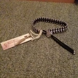 Jessica Simpson Silver, Black, and Rinestone Adjustable Bracelet